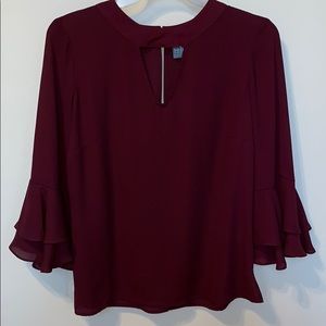 Keyhole Burgundy Blouse